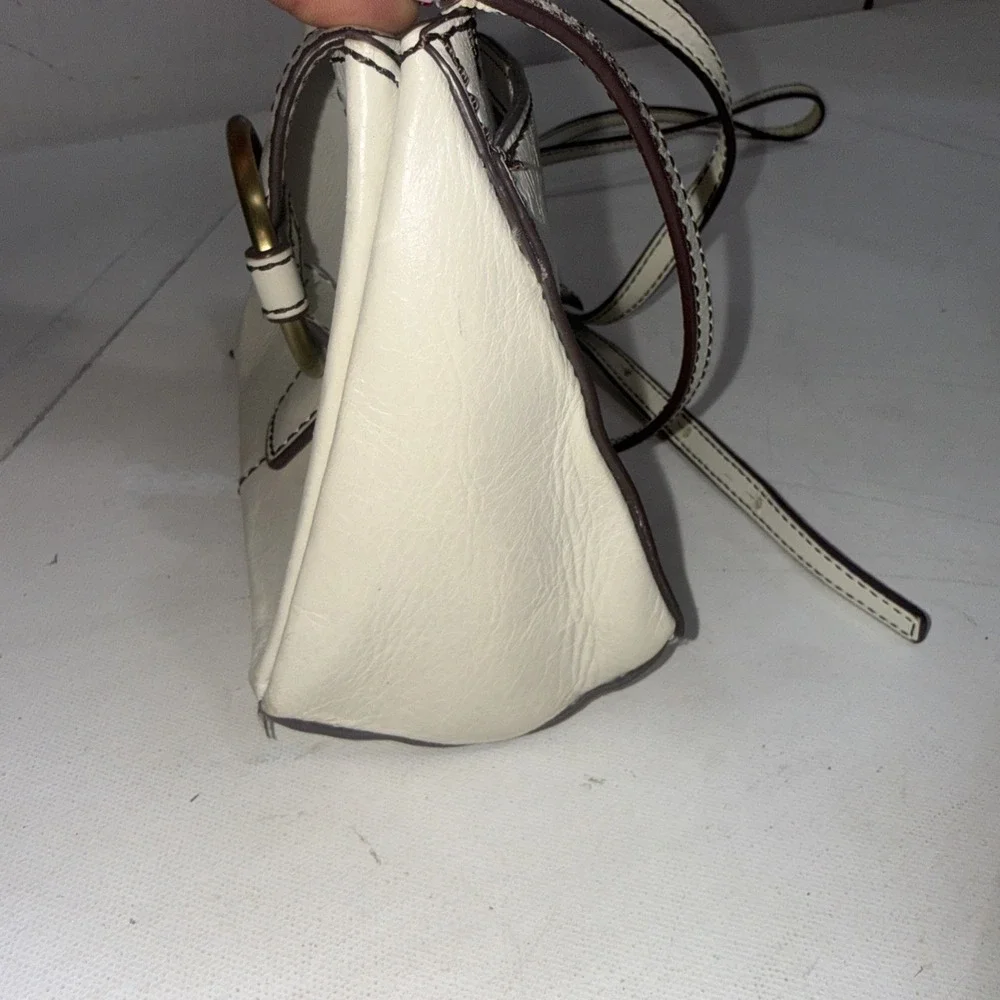 HOBO Mini Elan White Leather Small Minimalist Boho Western Crossbody Bag Purse